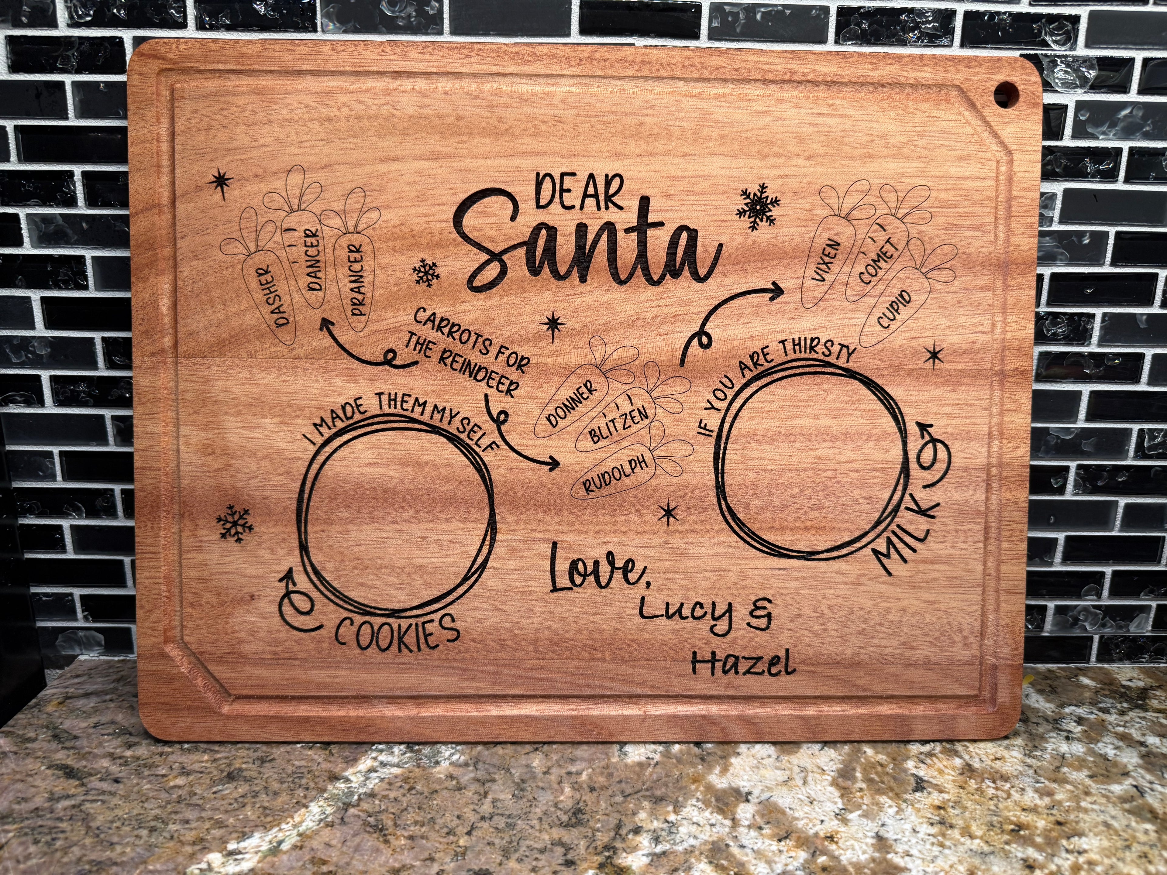 Santa Cutting Board For Milk & Cookies