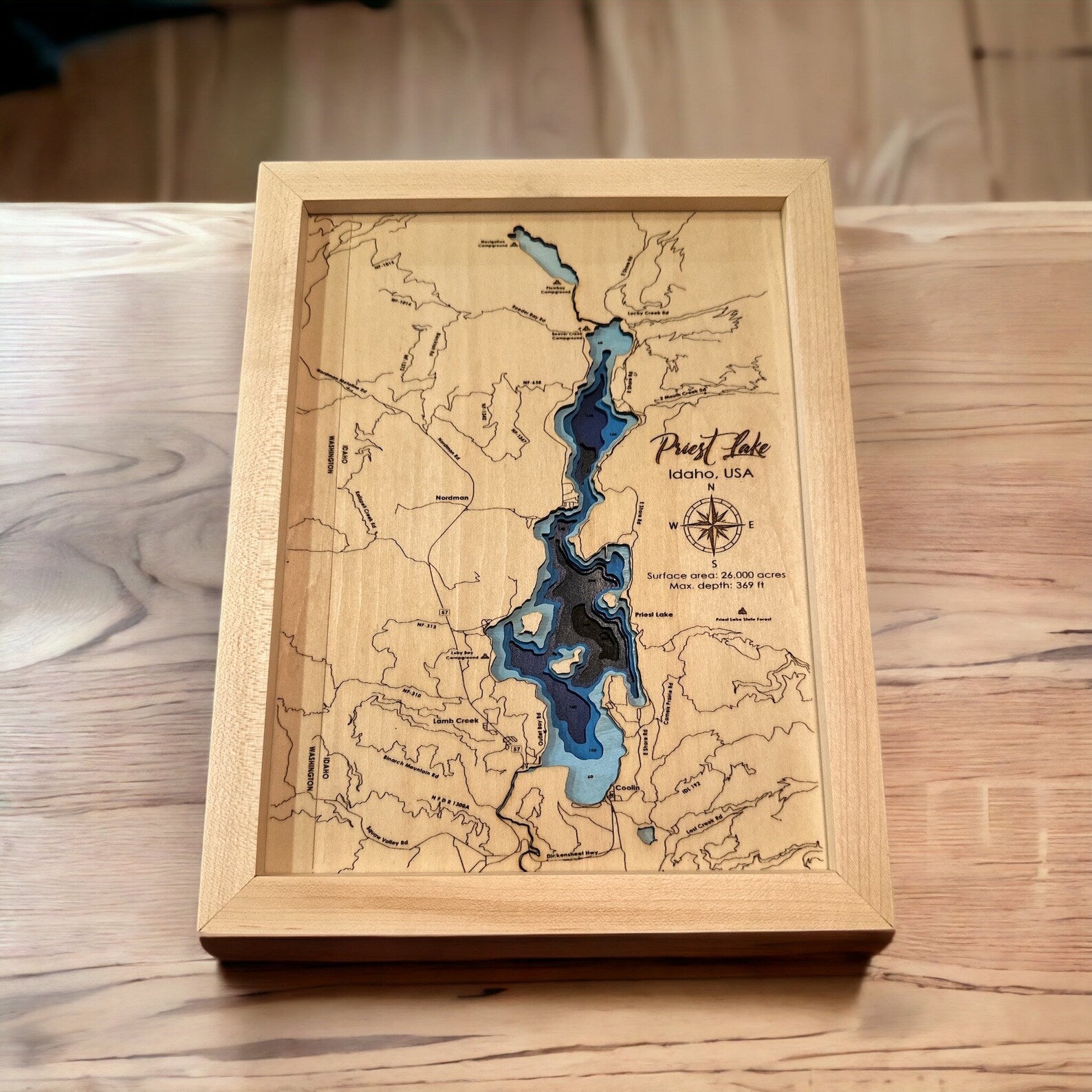 Bathymetric Priest Lake Map