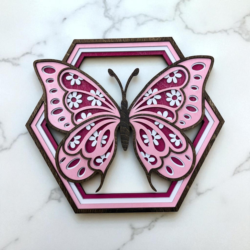 Layered Wooden Butterfly Wall Art