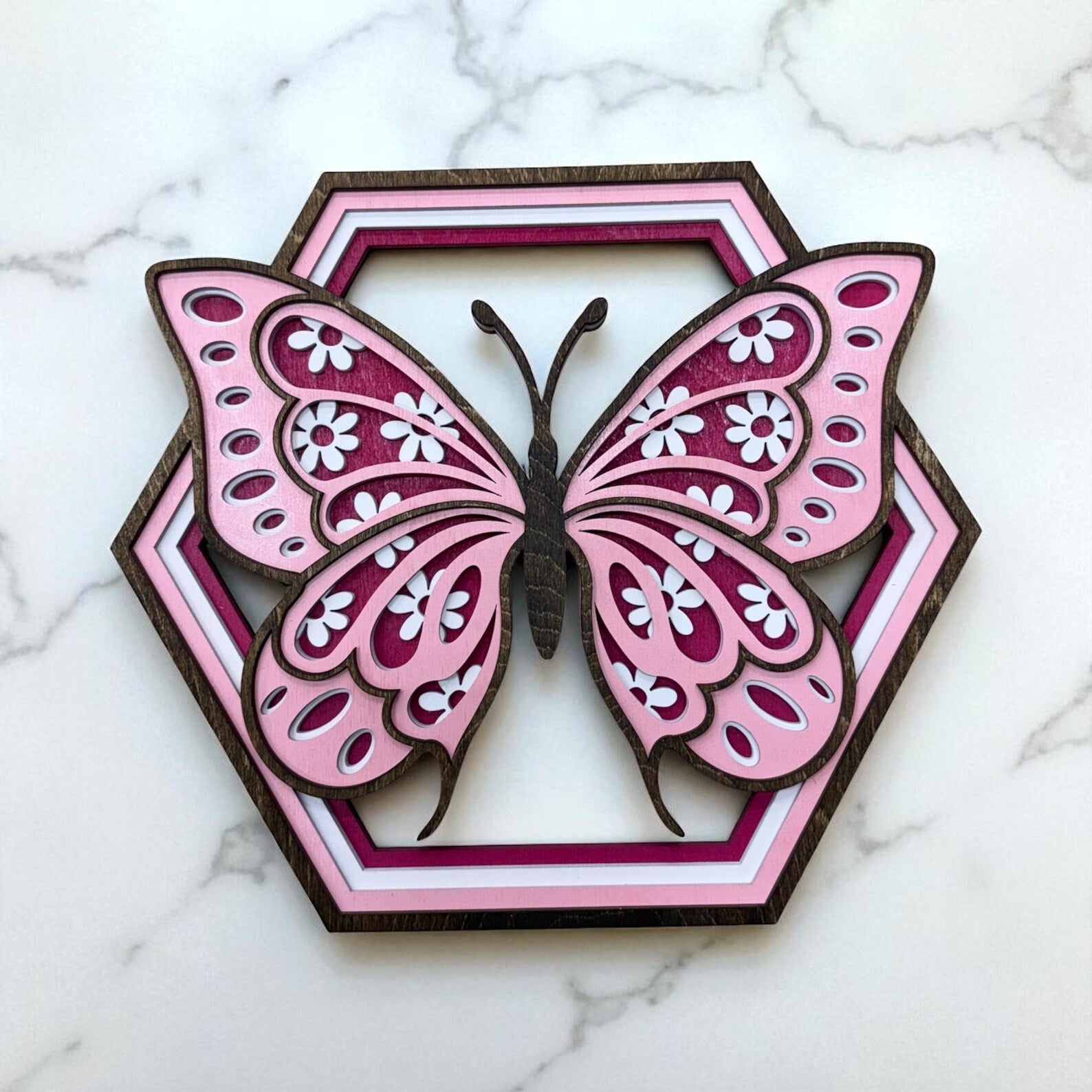 Layered Wooden Butterfly Wall Art
