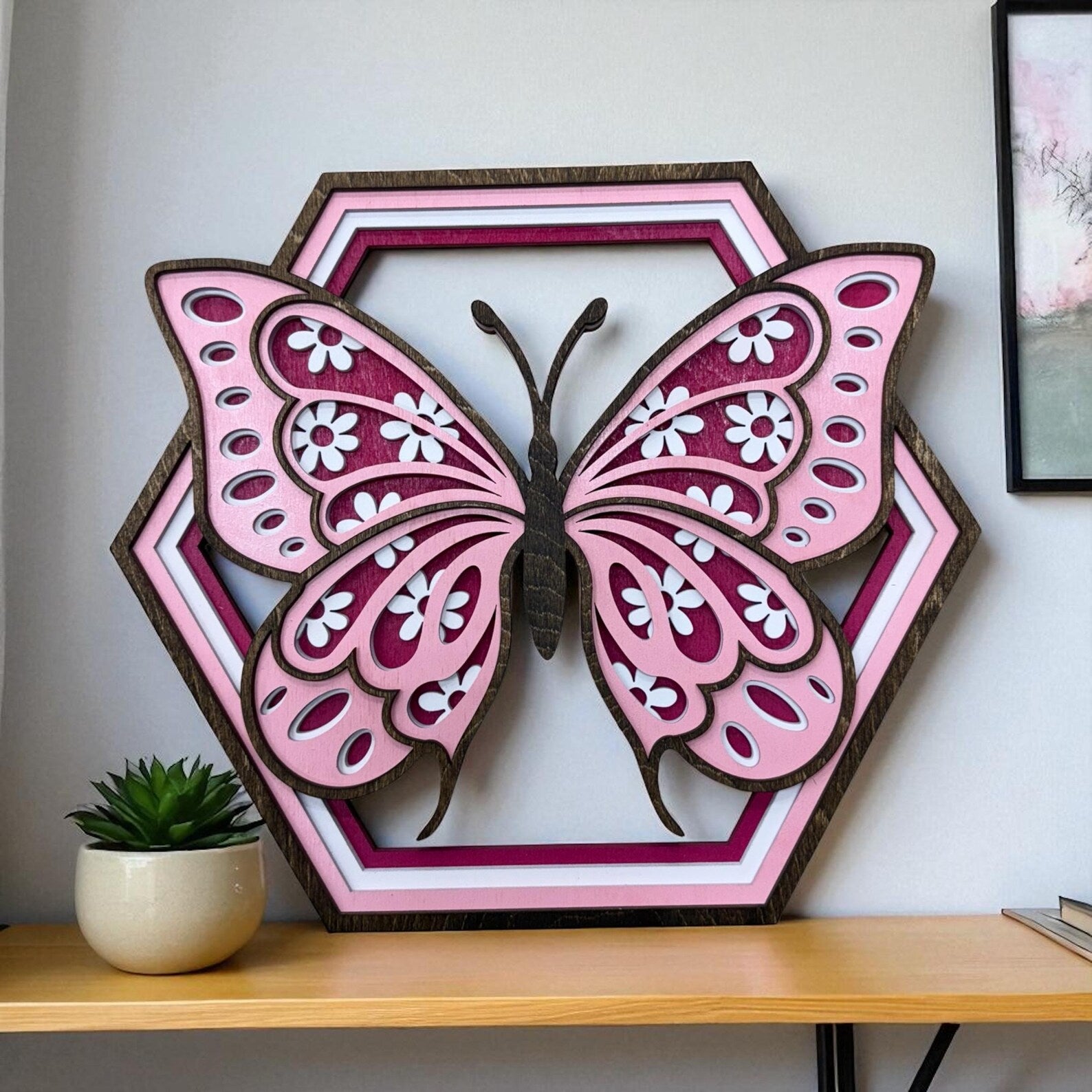 Layered Wooden Butterfly Wall Art