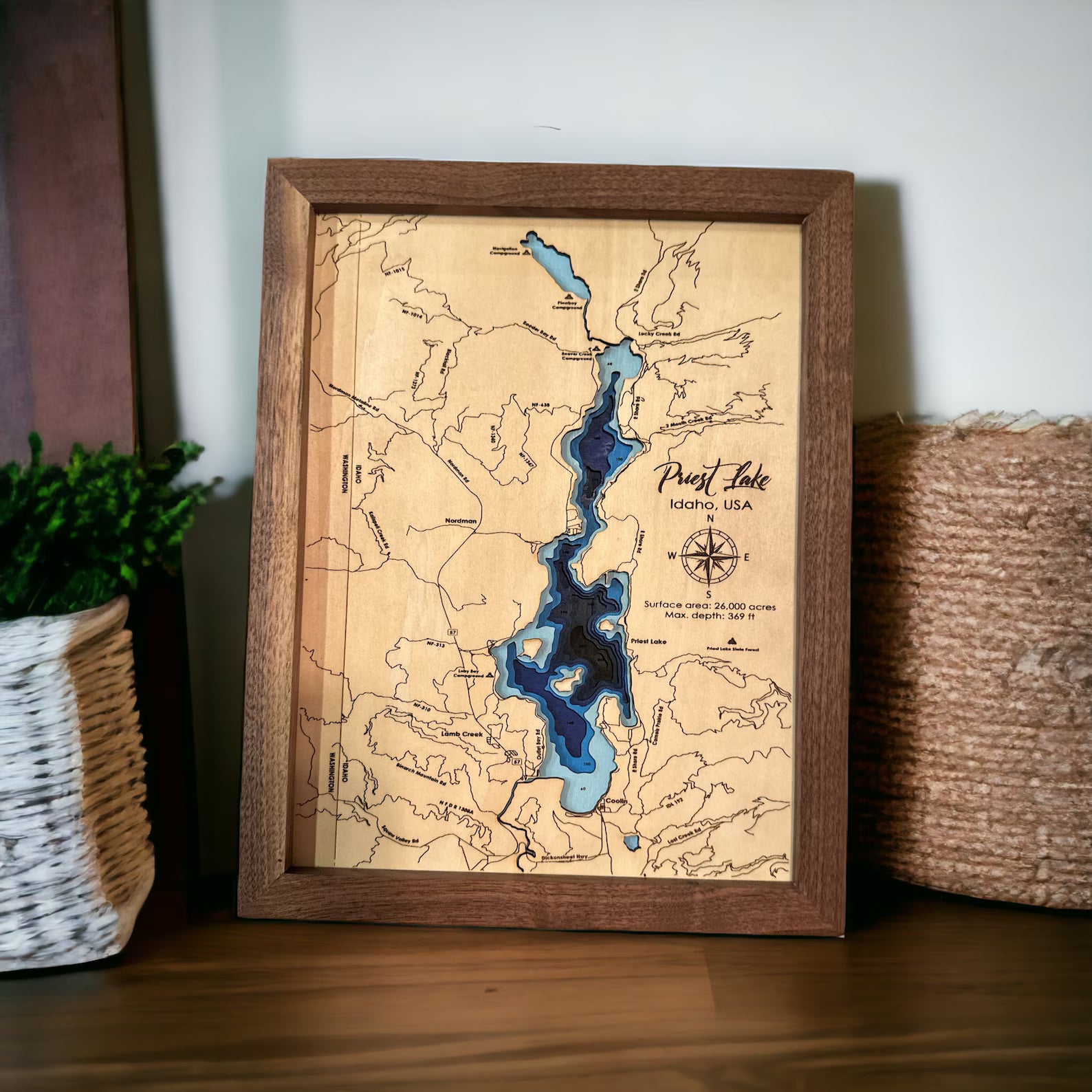 Bathymetric Priest Lake Map