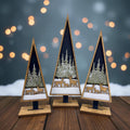 Wood Christmas Tree Decor with Deer Scene