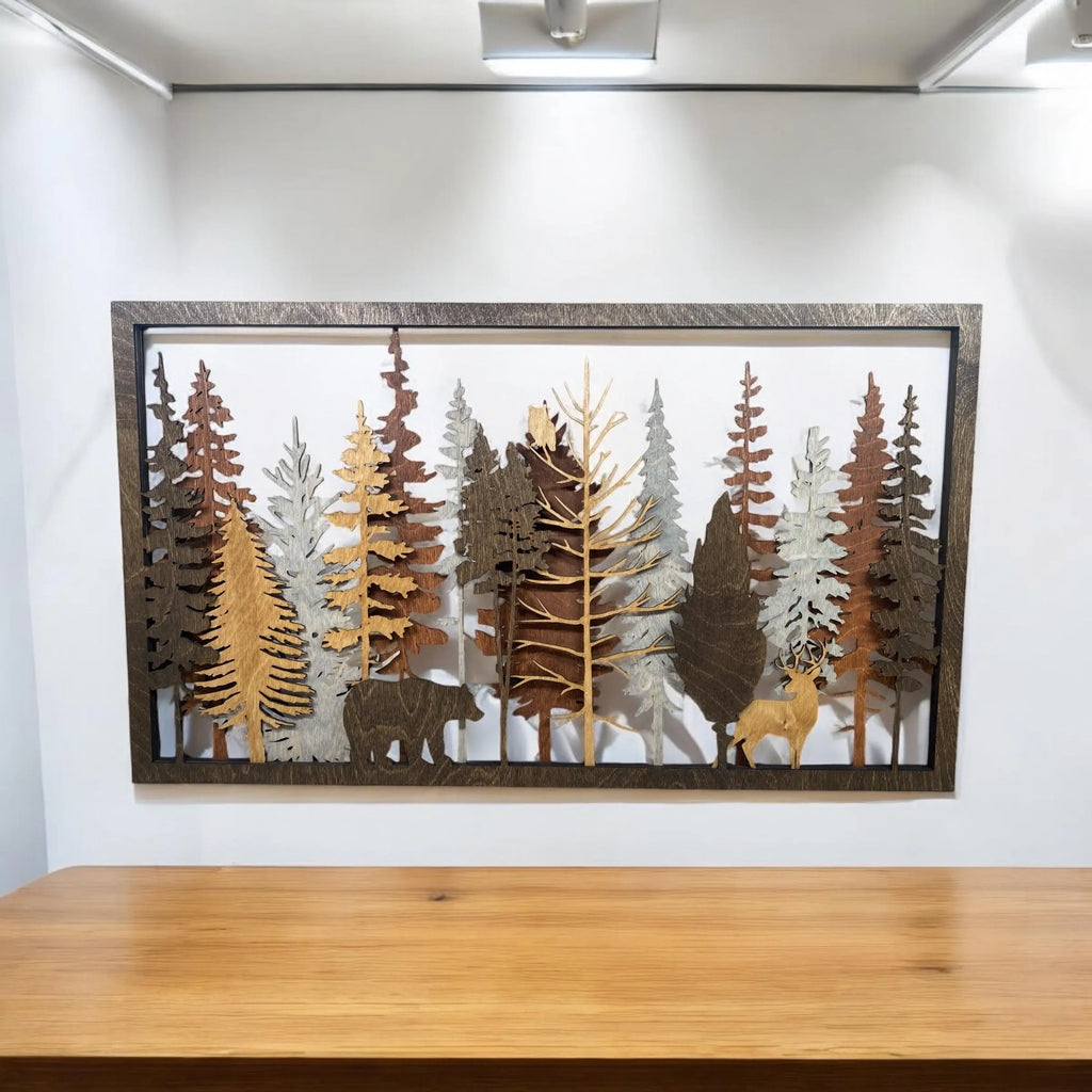 Layered Wood Forest Wall Art