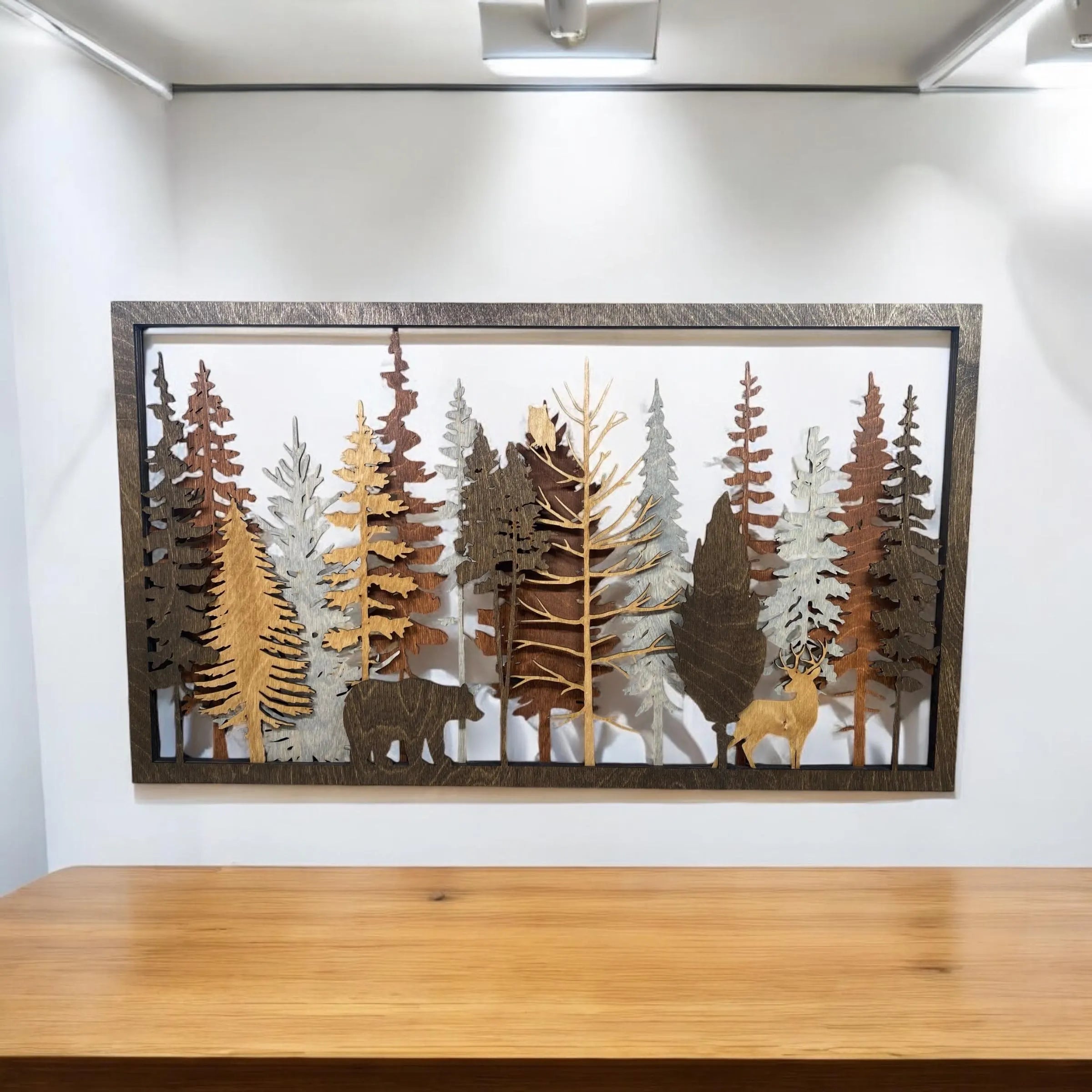 Layered Wood Forest Wall Art