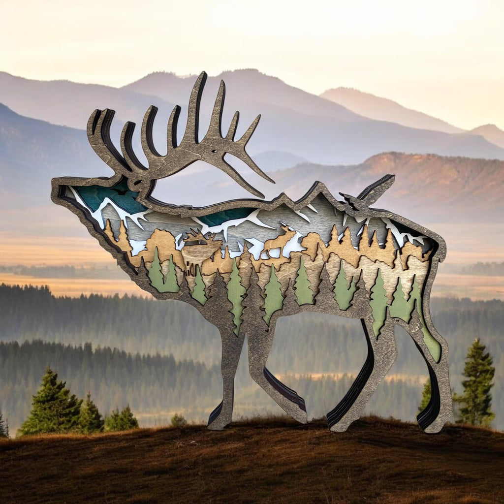 Layered Wooden Elk