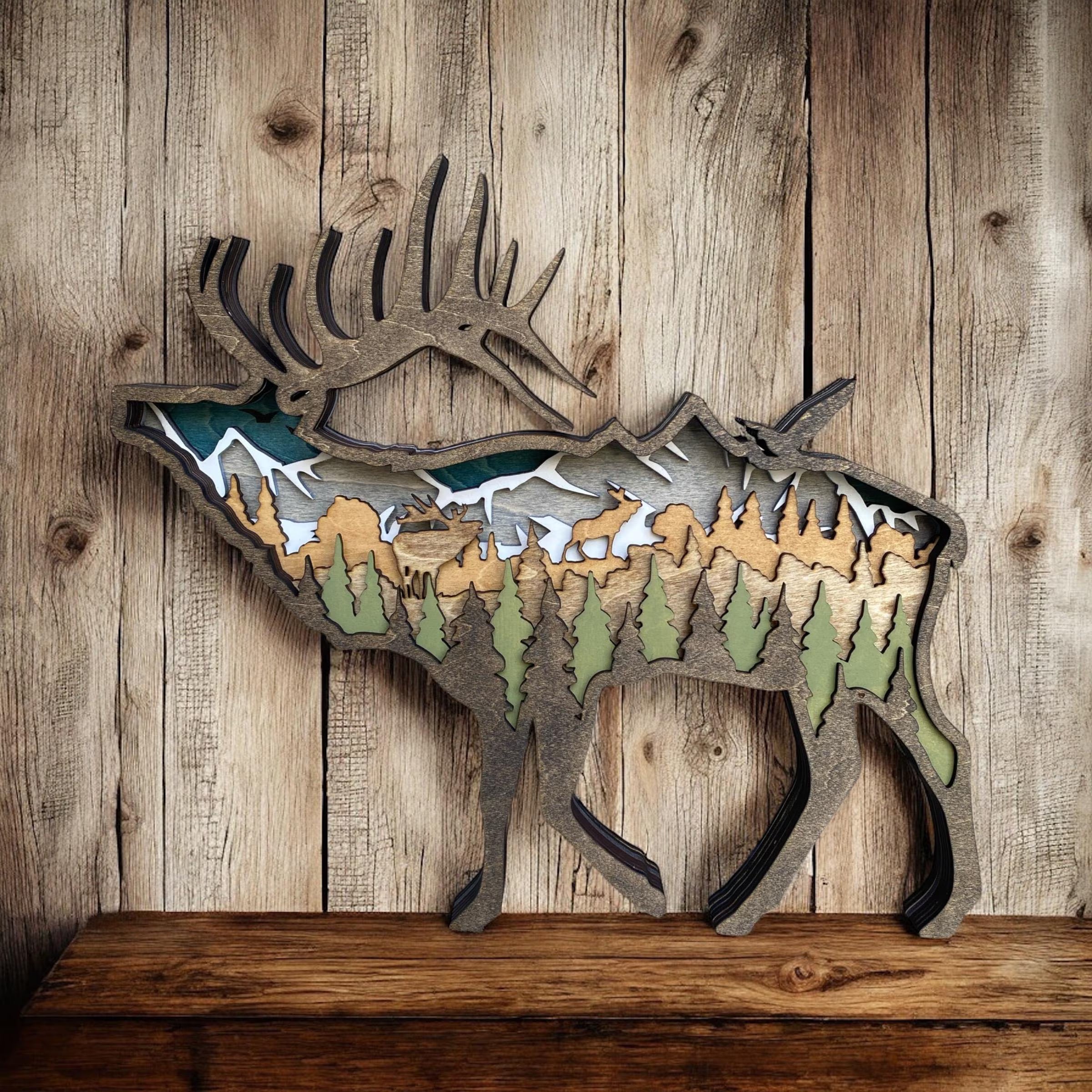 Layered Wooden Elk